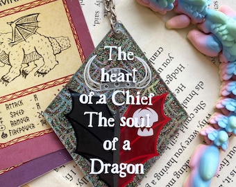 How To Train Your Dragon Chief Dragon Soul Keychain, Acrylic Glitter (3x1.5 Inch)