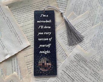 Mirrorball glitter acrylic bookmark