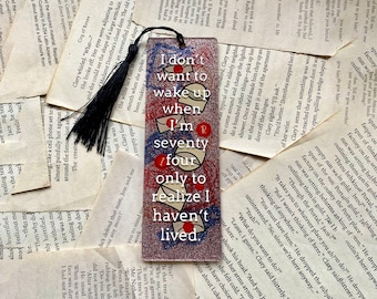 Divine Rivals Inspired Glitter Bookmark: 'I haven't lived' Quote