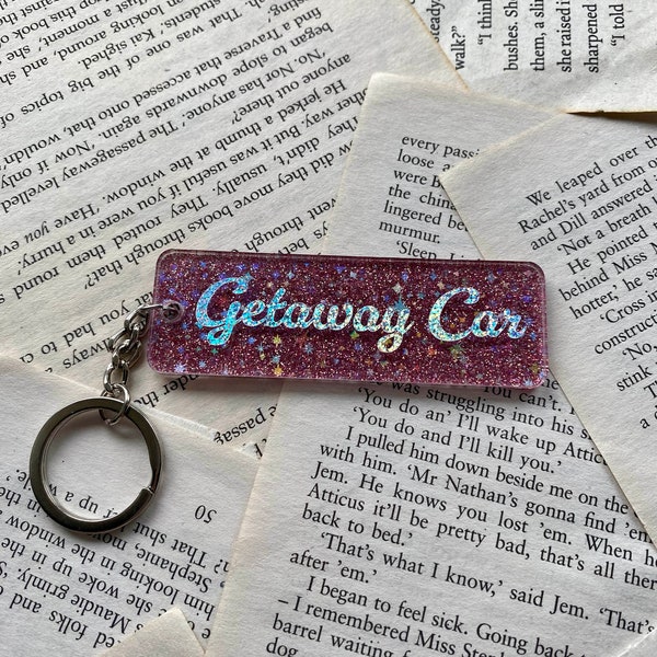 Porte-clés en acrylique pailleté Getaway Car inspiré de Taylor Swift