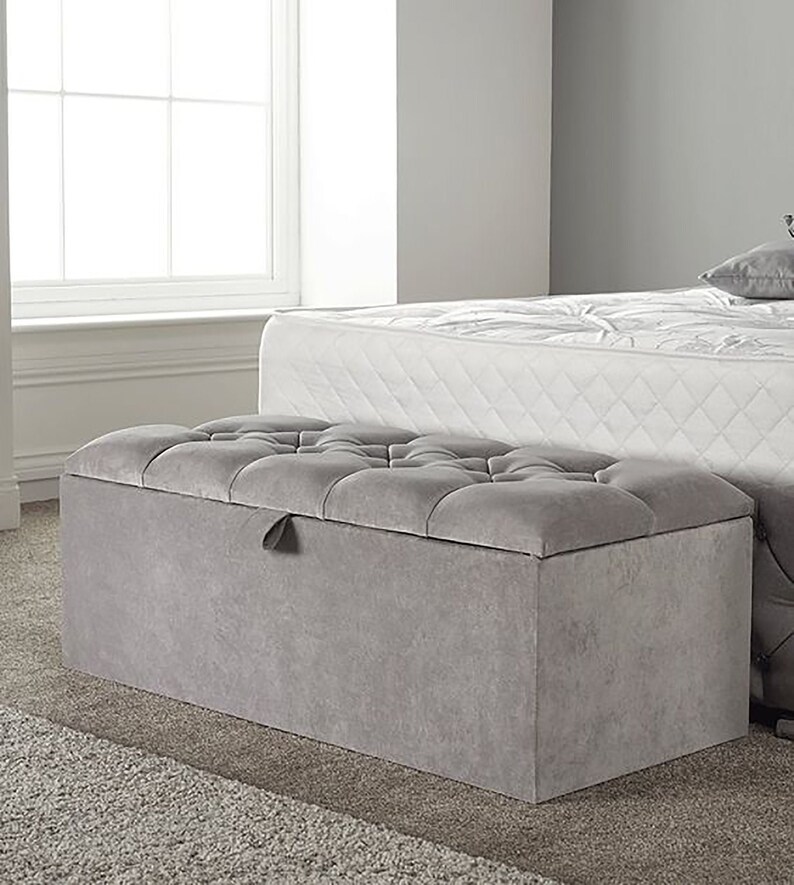 Chesterfield Ottoman Storage Box Bench Footstool Plush Velvet Etsy