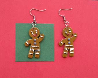 Gingerbread man craft earrings