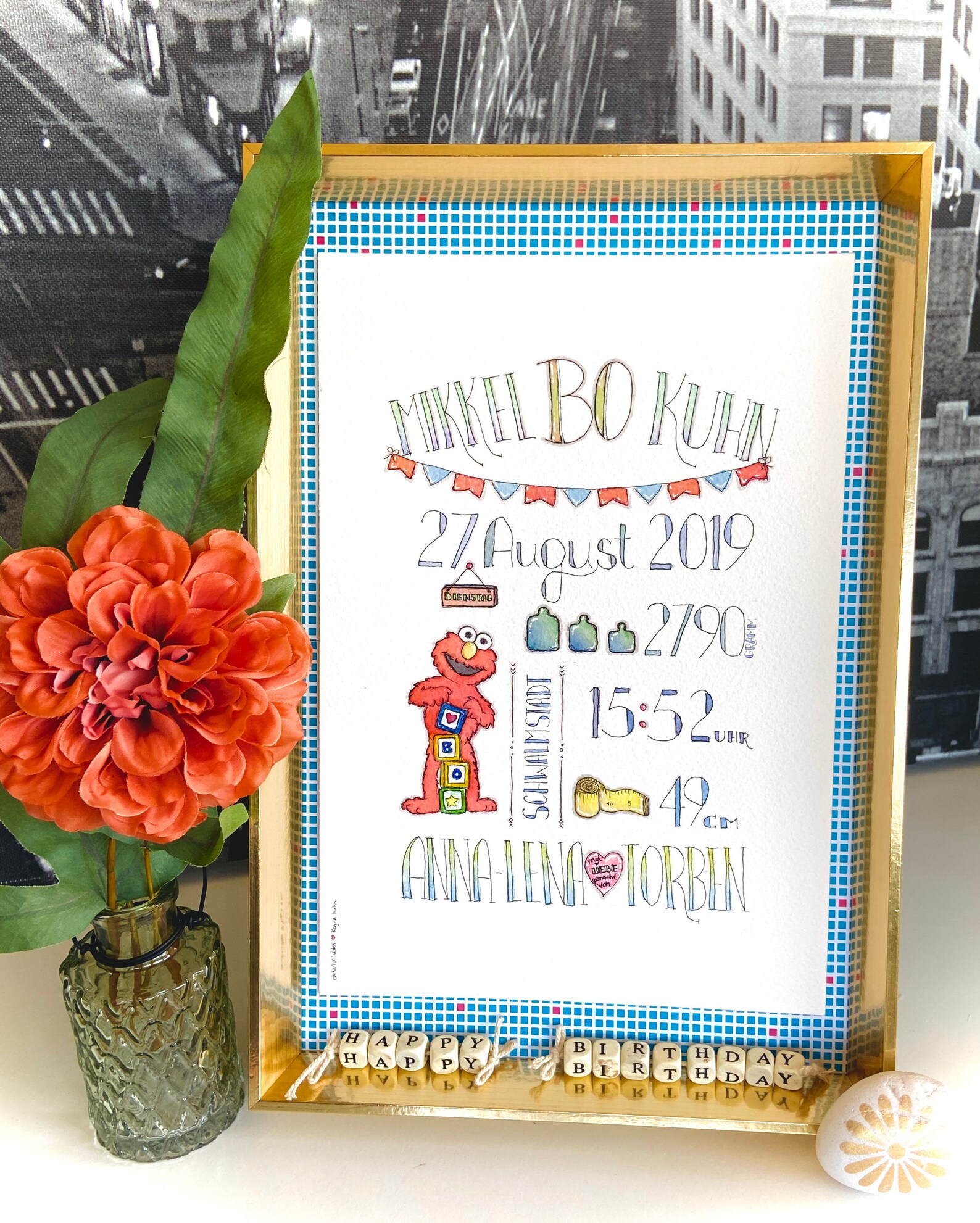 Avis de naissance personnalisé Hand Painted Original Etsy