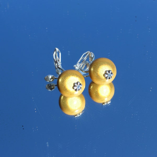 Clips Perles jaune Soleil