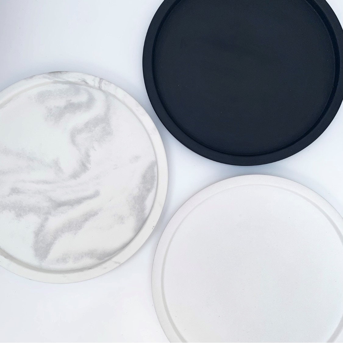 White Marble Effect Decorative Tray Round Styling Tray Etsy