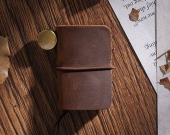 Tiny Vintage Leather Journal Cute Portable Travel Journal Diary