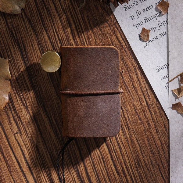 Tiny Vintage Leather Journal Cute Portable Travel Journal Diary