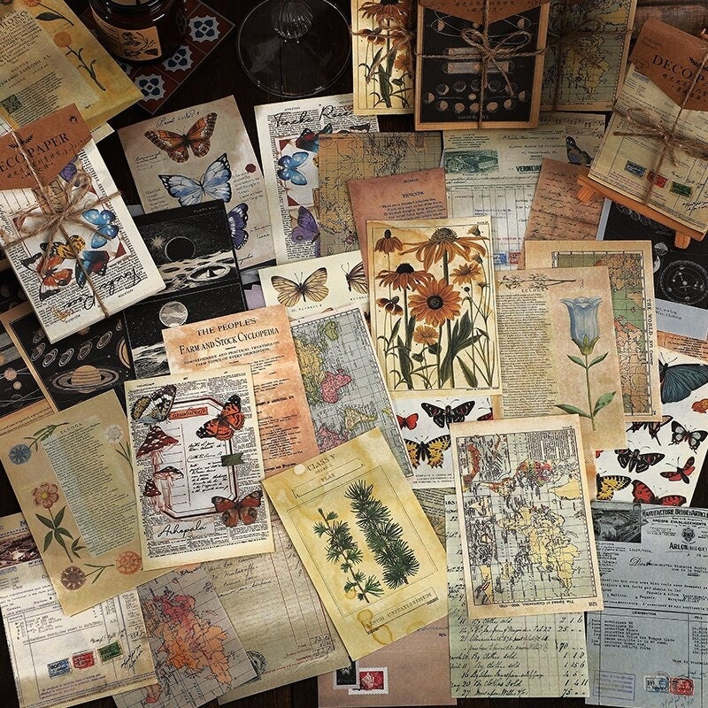 60 Decorative Vintage Junk Journal Paper Pack Ephemera Kit - Etsy