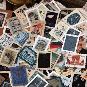 46-Piece Themed Stamp Sticker Set for Journaling and Scrapbooking