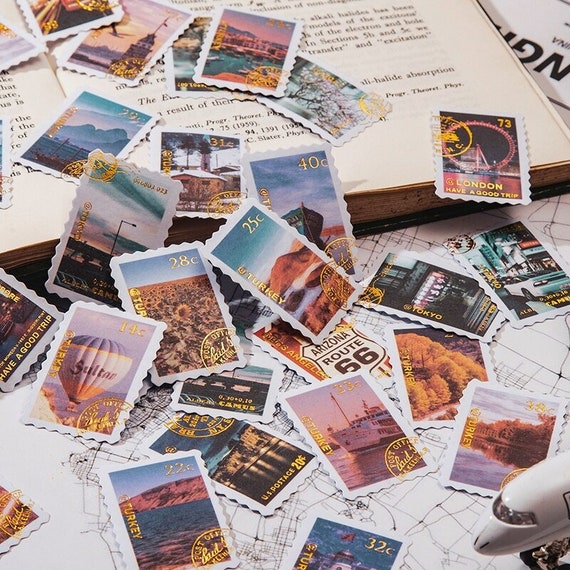 60 Travel Stamp Sticker Set for Journaling, Diary and Scrapbooking  Decoration 