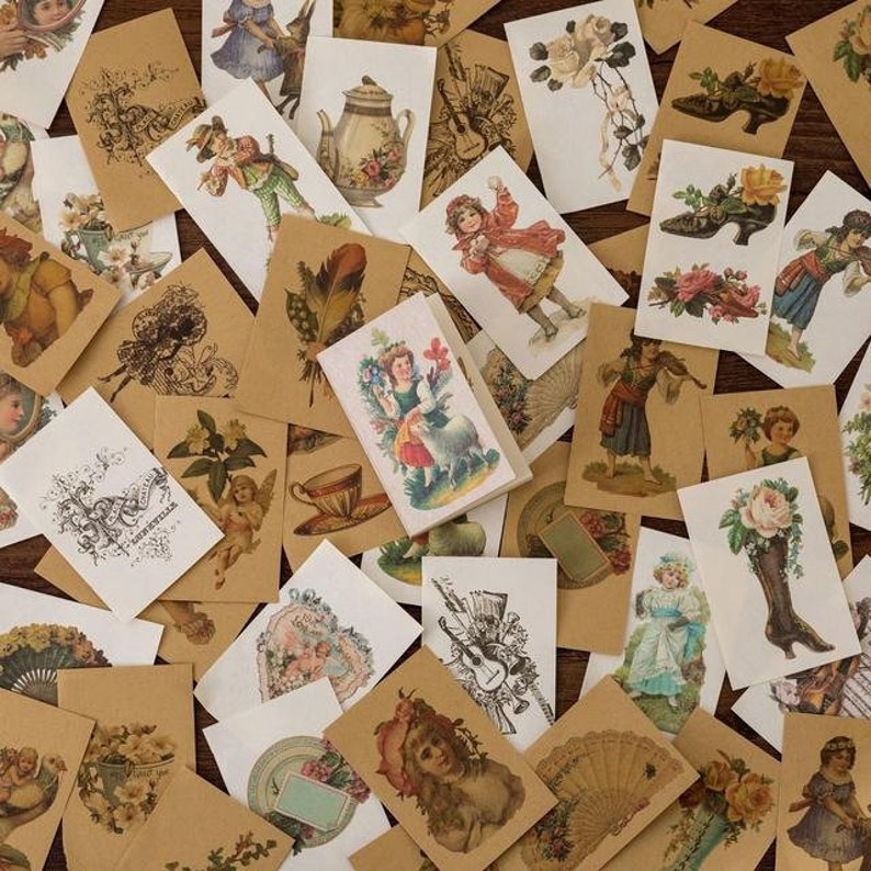 80 Vintage Ephemera Card Kit Diary Card Set Pack Scrapbooking Etsy