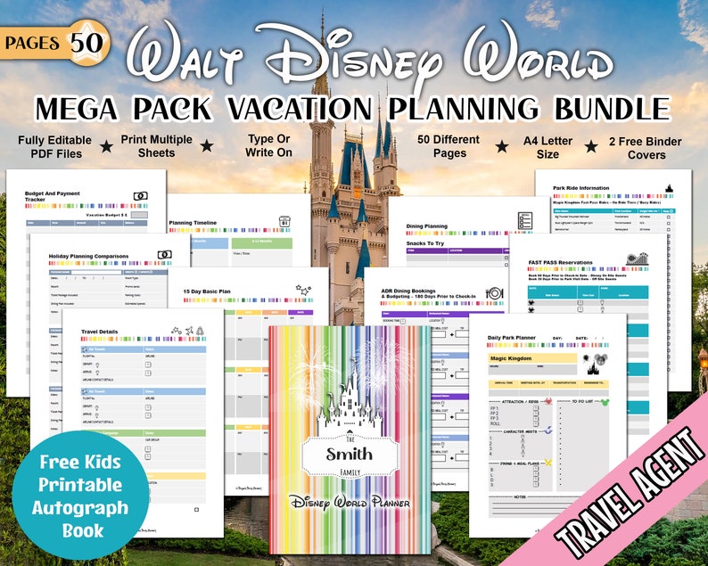 Printable Disney World Planner Instant Download Editable Etsy Printable Disney World Planner Instant Download Editable Etsy