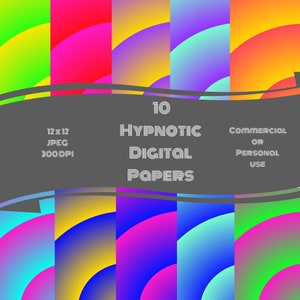 Papeles digitales hipnóticos 12 x 12 JPEG 300 DPI Uso comercial o personal