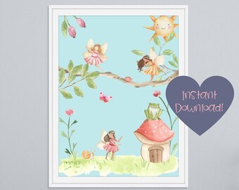 Fairy Hollow Nursery / Kids Digital Art Printable Instant Download