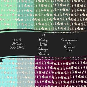 Busy Little Angel Digital Craft Papers Instant Download / Scrapbook / Decorative Paper