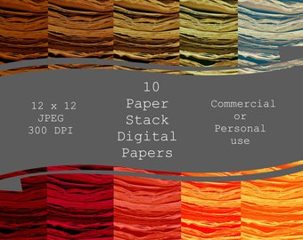 Paper Stack Digital Papers Descarga instantánea 12 x 12 JEG 300 DPI Uso comercial o personal
