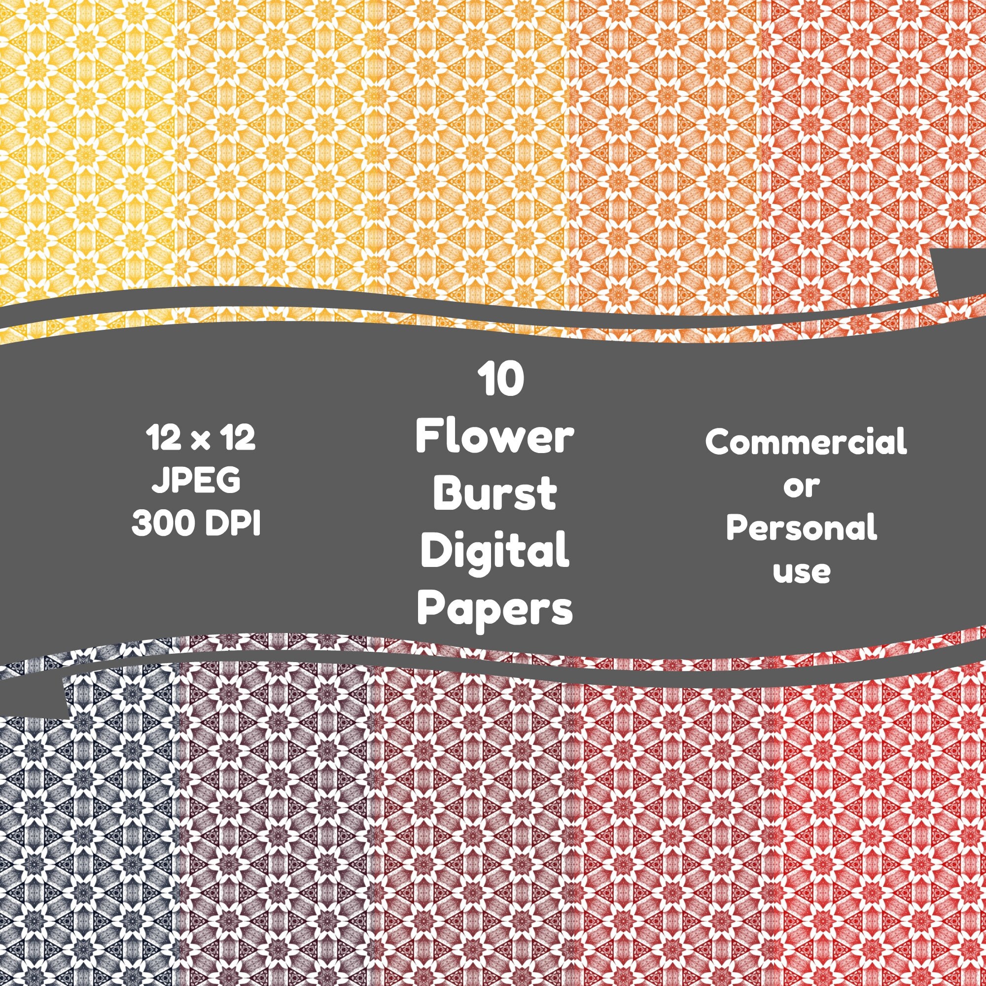 Flower Burst Digital Paper Instant Download 12 X 12 JPEG 300 DPI ...