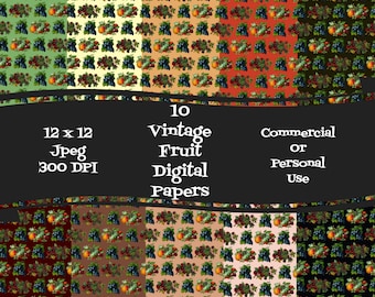 Vintage Fruit Digital Craft Paper Instant Download / Scrapbook / Craft