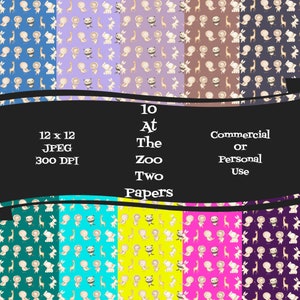 At The Zoo Two Digital Craft Papers Instant Download 12 x 12 JPEG 300 DPIU Commercial Or Personal Use