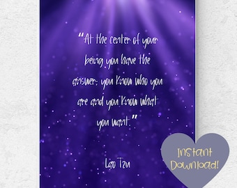 At The Center Of Your Being Lao Tzu Quote Digital Art Printable Instant Download