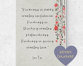 Kindness In Word Lao Tzu Quote Digital Art Printable Instant Download