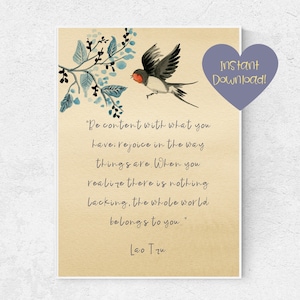 Be Content Lao Tzu Quote Digital Art Printable Instant Download