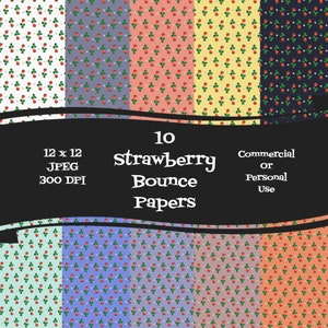 Strawberry Bounce Digital Craft Papers Download istantaneo 12 x 12 JPEG 300 DPI Uso commerciale o personale