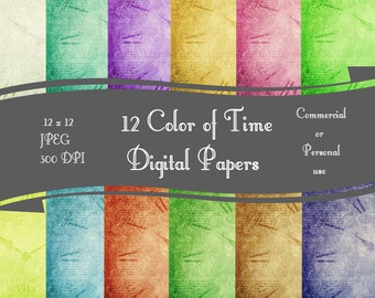 El color del tiempo Digital Craft Paper 12x12 Uso comercial y personal