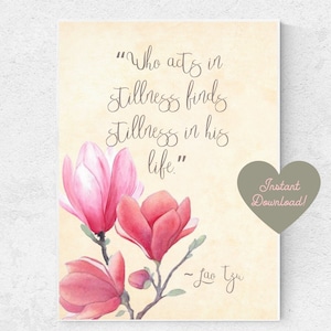 Who Acts In Stillness Lao Tzu Quote Digital Art Printable Instant Download