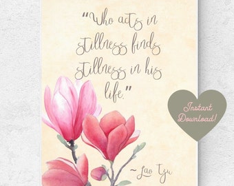Who Acts In Stillness Lao Tzu Quote Digital Art Printable Instant Download