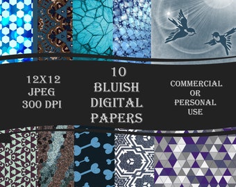 Bluish Digital Paper Instant Digital Download
