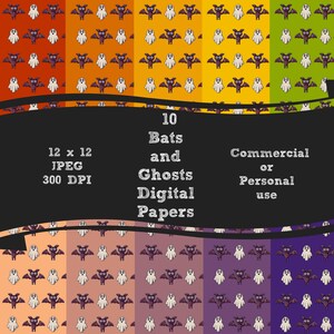 Bats and Ghost Halloween Digital Paper Instant Download 12 x 12 JPEG 300 DPI Commercial or Personal use