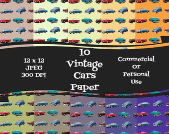 Oldtimers Digitale Craft Papers Instant Download 12 x 12 JPEG 300 DPI Commercieel of Persoonlijk Gebruik