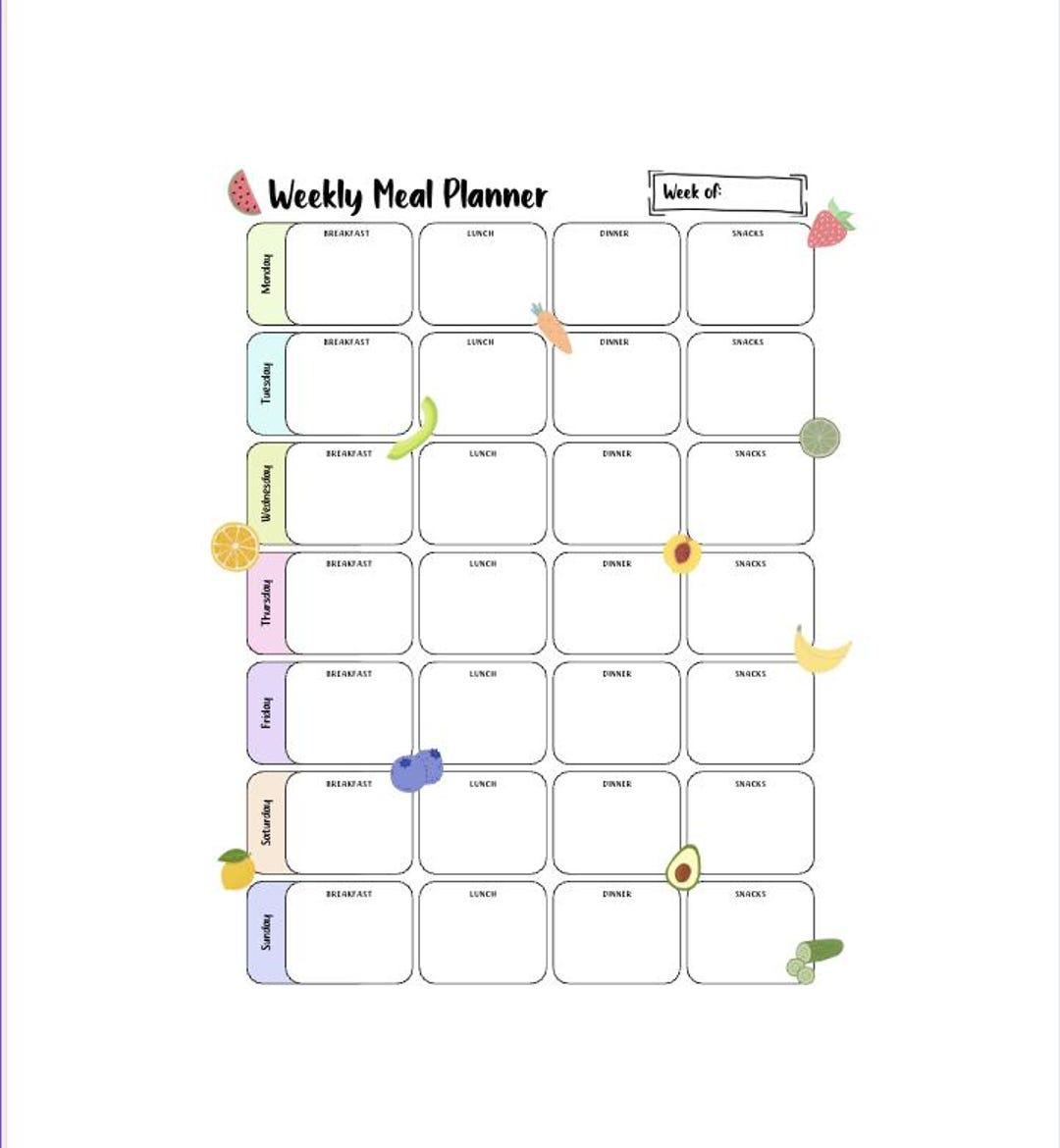 Weekly Meal Planner, Digital Download, Printable Weekly Meal Planner ...