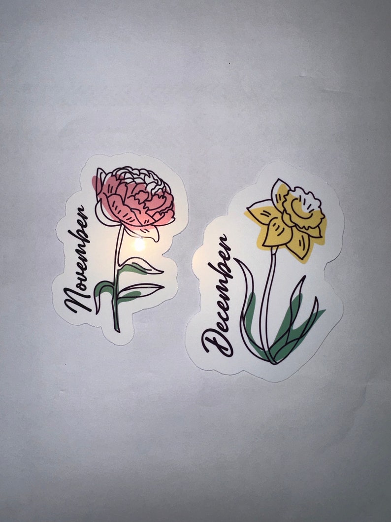 Custom Birth Month Flower Sticker, Birth Month Flower Gift, 12 Months ...