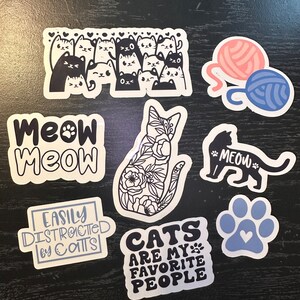 Cat Themed Sticker Pack, Cat Lover Gifts, Cat Water Bottle Sticker, Cat Sticker Pack, Cute Cat Stickers, Cat Laptop Stickers
