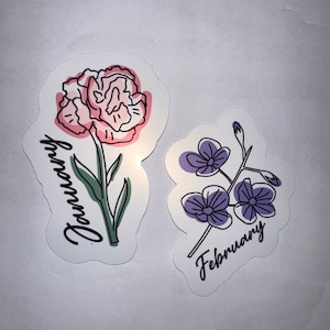 Custom Birth Month Flower Sticker, Birth Month Flower Gift, 12 Months Flower Stickers, Birth Month Sticker for Water Bottles and Laptops