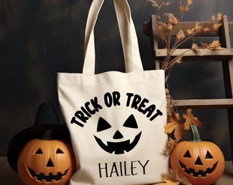 Custom Trick or Treat Bag, Pumpkin Trick or Treat Bag, Personalized Halloween Bag, Halloween Goodie Bag, Boo Basket Gift, Kids Halloween