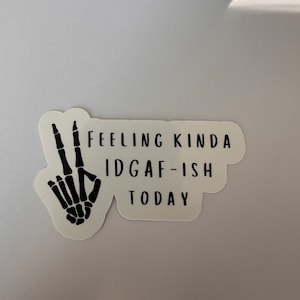Feeling Kinda IDGAF-ish Today Sticker, Funny Sayings Sticker, Sarcastic Stickers, Funny Sticker Gifts, Funny Sayings Sticker, IDGAF