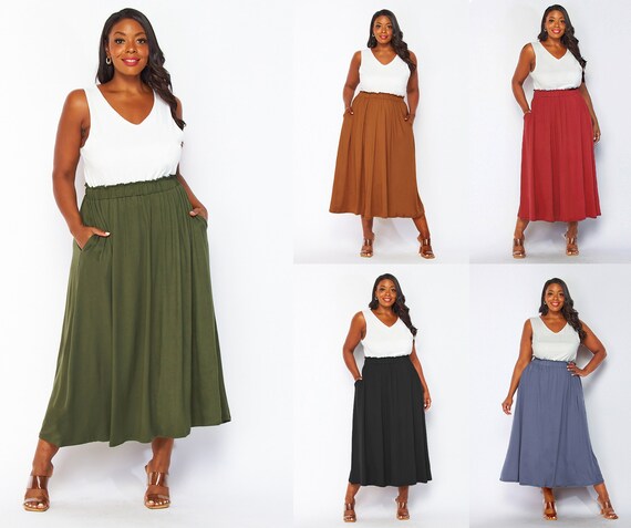 Upcycled Buttery Soft Ankle Maxi Skirt With Pockets. Flowy and Flared Midi to Maxi Length Custom Handmade in USA Etsy