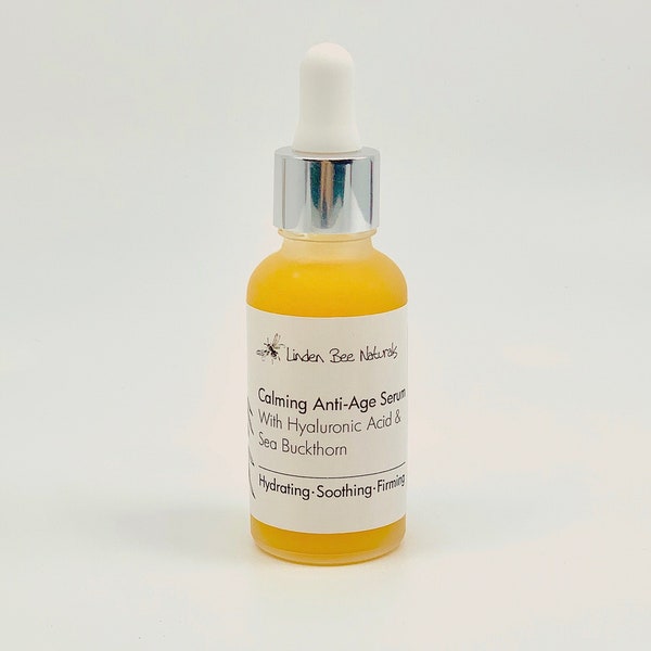 Calming Hydrating Anti-Age Serum with Hyaluronic Acid & Seabuckthorn | Soothing + Firming | Organic | Moisturizing