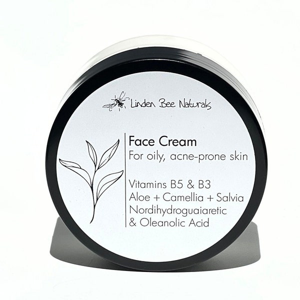 Face Cream for Oily, Break-Out Prone Skin | Natural Face Cream | Aloe + Camellia + Salvia | Vitamins B5 & B3