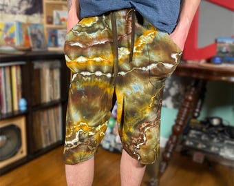 Ice Dyed Geode Board Shorts, Organic Bamboo French Terry, Men's Size Small