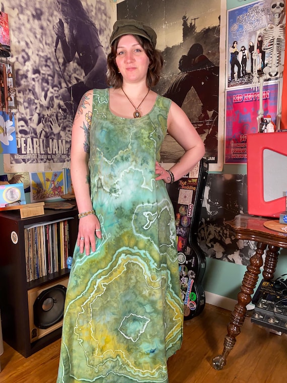 Ice Dye Geode Maxi Dress Bamboo Jersey Tie Dyed Sleeveless Flowy Dress  Festival Outfit - Etsy