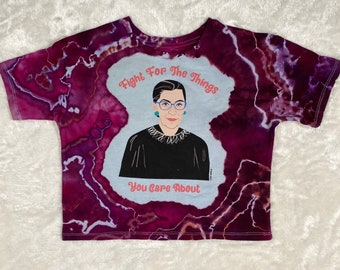 Girls RBG T-Shirt, Upcycled Kids Tie Dye, Youth Size 7