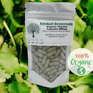 Organic cilantro 500mg vegetarian capsules, no fillers or binders of any kind