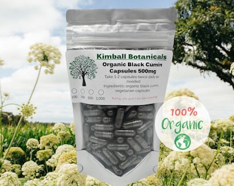 Organic Black Cumin (roman caraway) 500mg vegetarian capsules, made fresh to order, no fillers