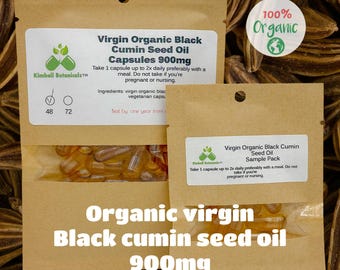 USDA Certified Organic Virgin Black Cumin Seed Oil (Nigella sativa) Capsules 900mg vegetarian made fresh to order