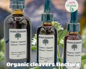 USDA Certified Organic Handcrafted Cleavers Glycerin Tincture Double Extracted