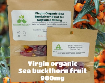 USDA Certified Organic Virgin Sea Buckthorn Fruit Oil Capsules 900mg vegetarian made fresh to order